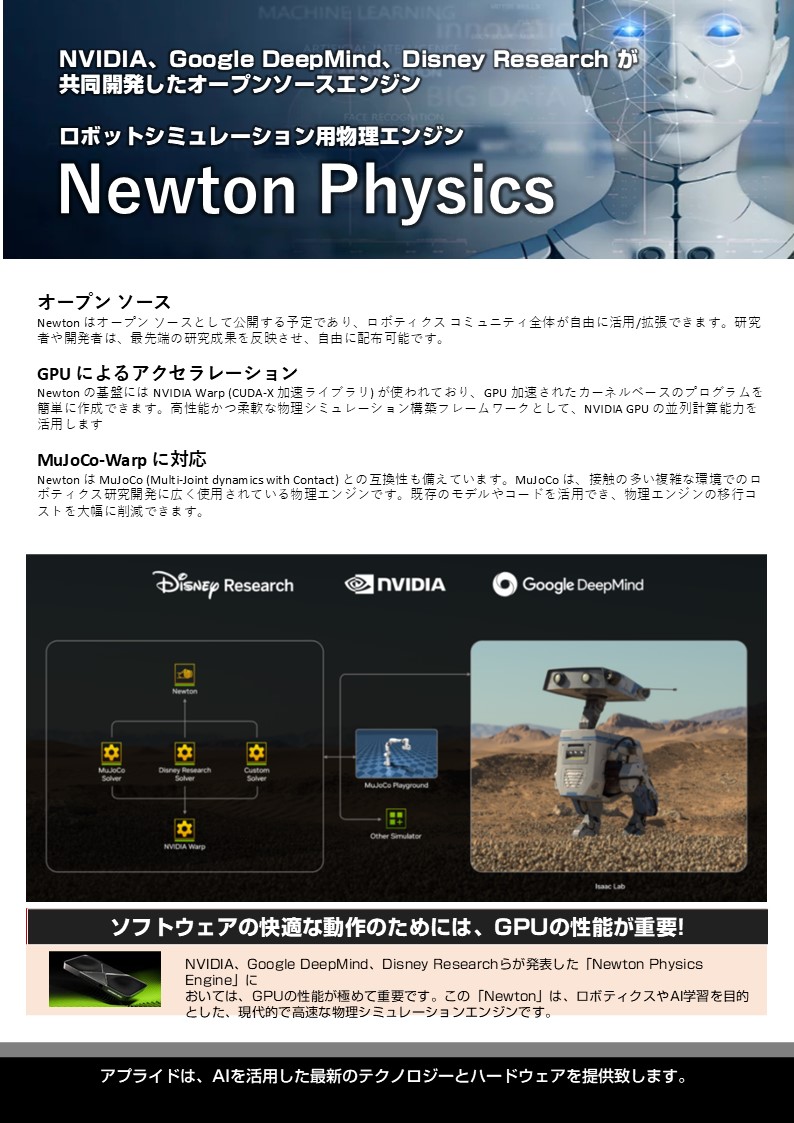 カタログ画像：ロボットシミュレーション用 「Newton Physics」推奨モデル